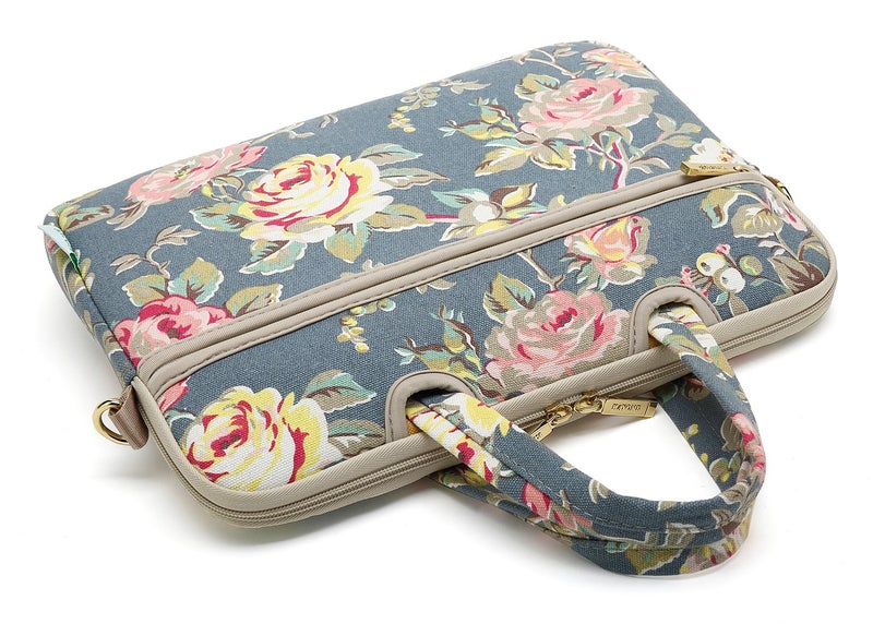 kayond Black C Rose Patten water resistant Laptop Shoulder Messenger Bag Case Sleeve for 14 Inch 14.1 Inch Laptop,Laptop Briefcase - Image 3